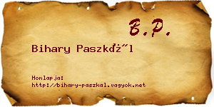 Bihary Paszkál névjegykártya